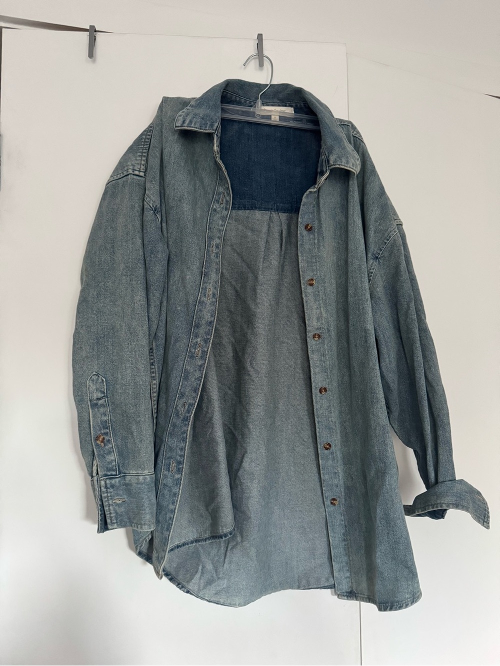 Favorite Daughter Oversized Washed Denim Shirt Jacket - Light Blue